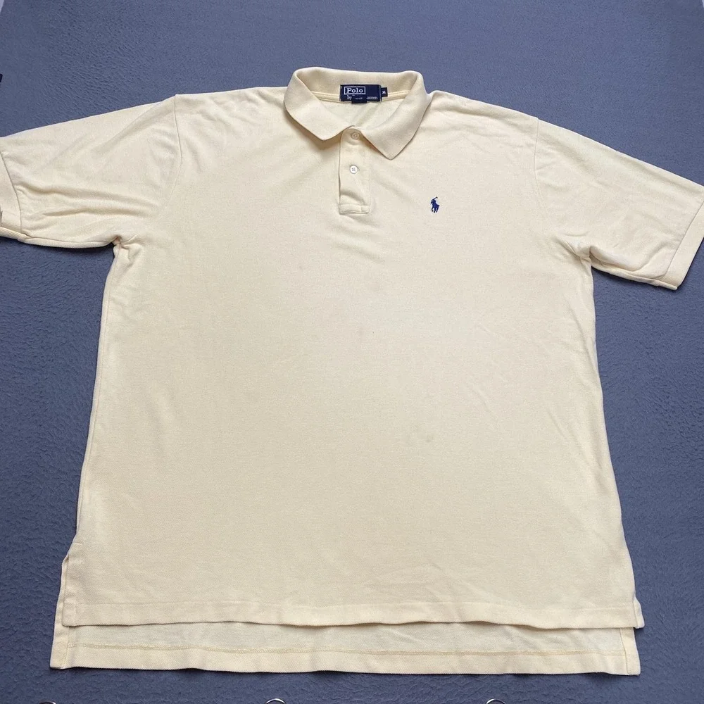 Polo Ralph Lauren Polo Shirt Mens XL Yellow 100% Cotton Classic Fit Pony Logo